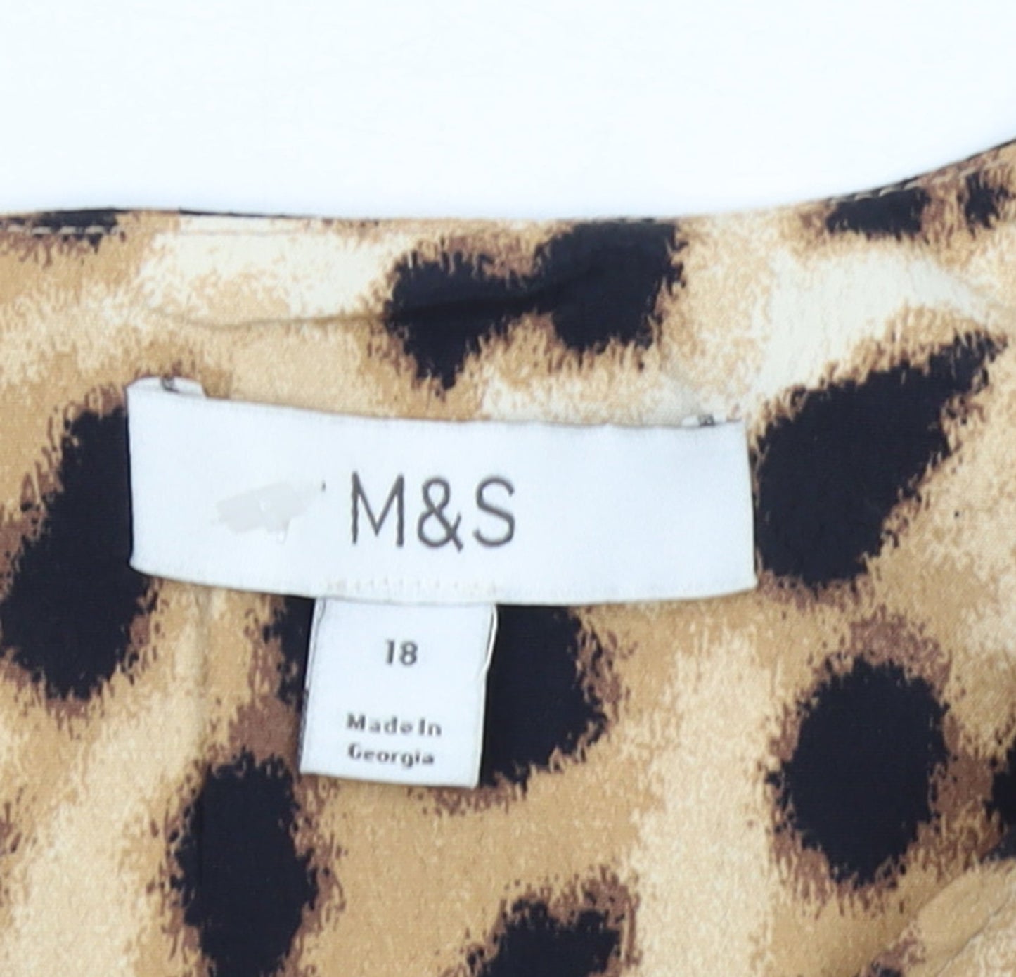Marks and Spencer Womens Brown Leopard Print Midi A-Line Dress Size 18