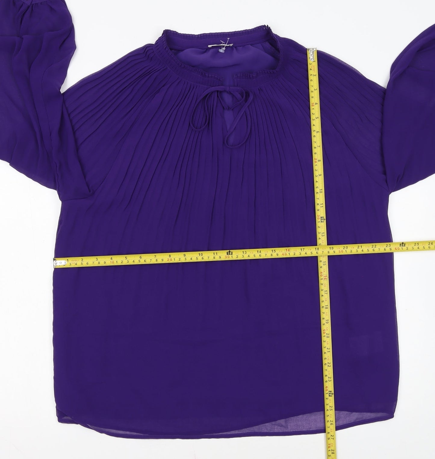 Damart Women’s Purple Pleated Long Sleeve Tunic Blouse Size 18