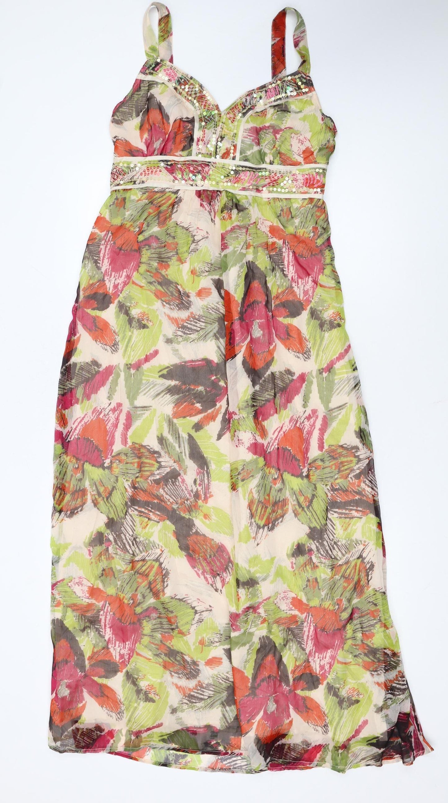 John Rocha Petite Multicoloured Floral Maxi Dress Size 12