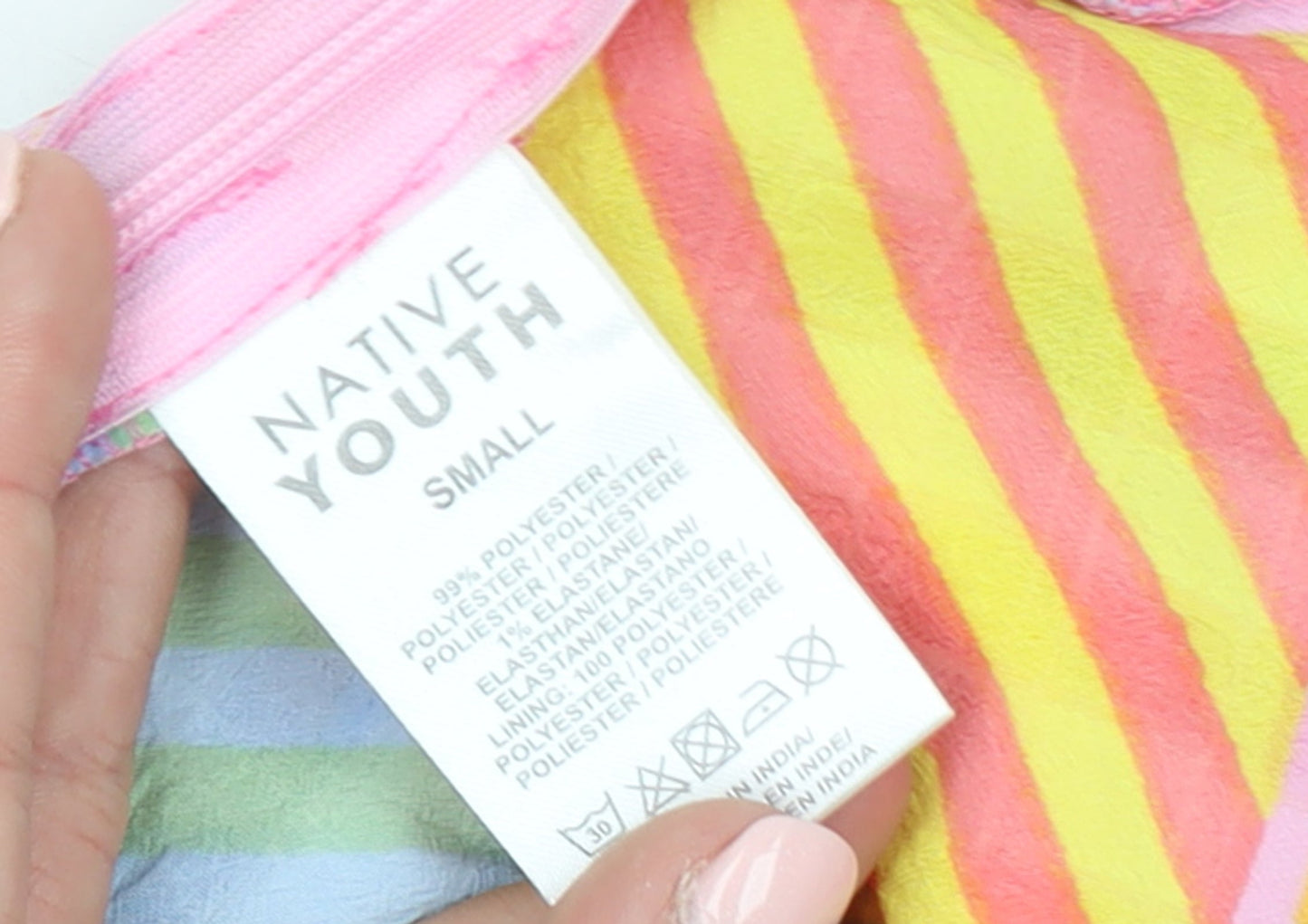 Native Youth Women's Multicoloured One Shoulder Cropped Blouse Size S