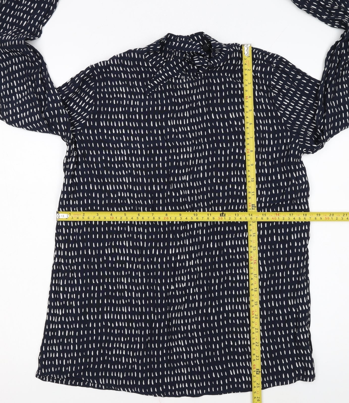 Next Women’s Blue Printed Long Sleeve Viscose Blouse Size 10