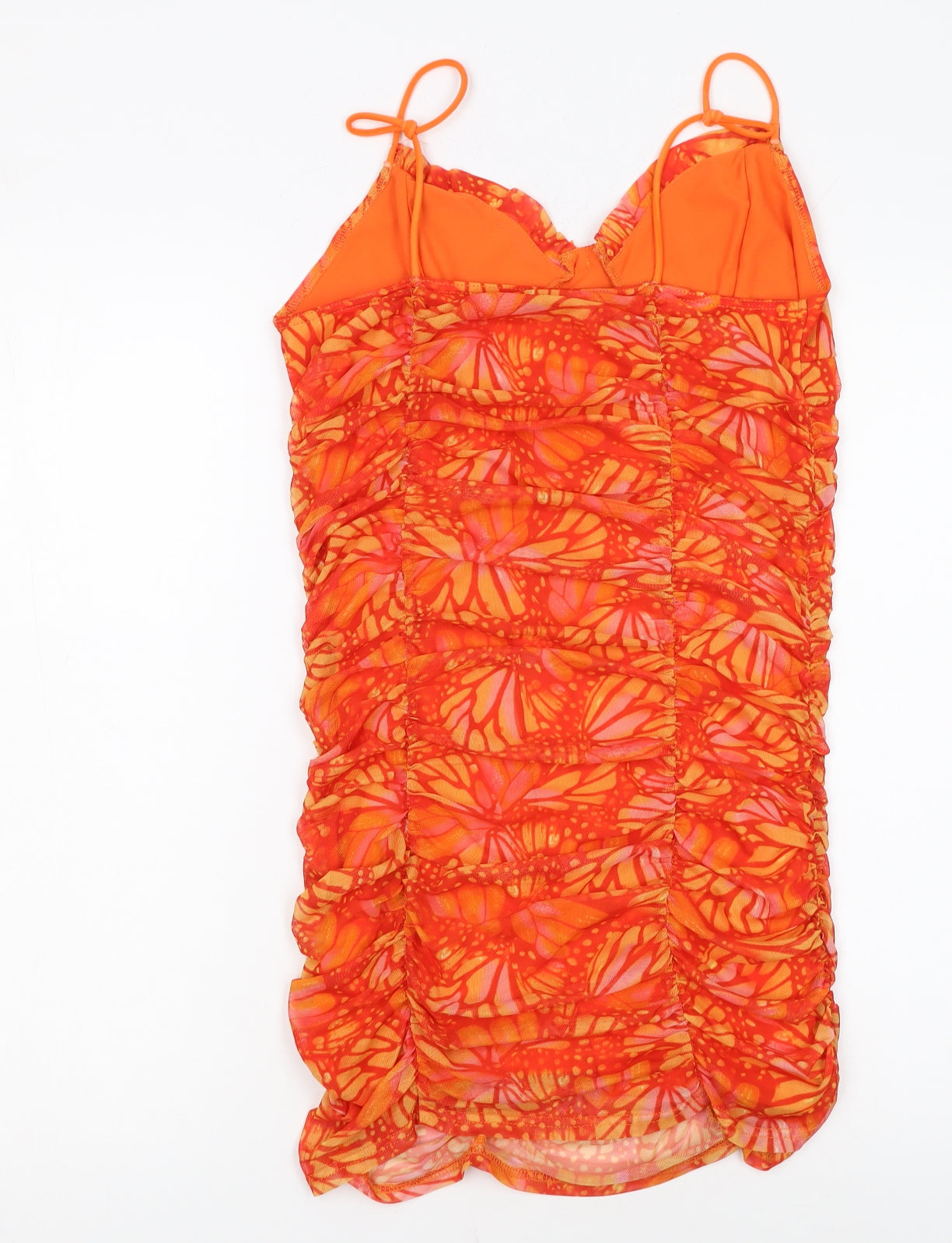 Urban Outfitters Women's Orange Butterfly Ruched Bodycon Dress Size M