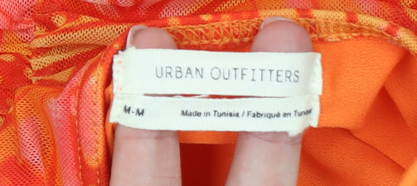 Urban Outfitters Women's Orange Butterfly Ruched Bodycon Dress Size M