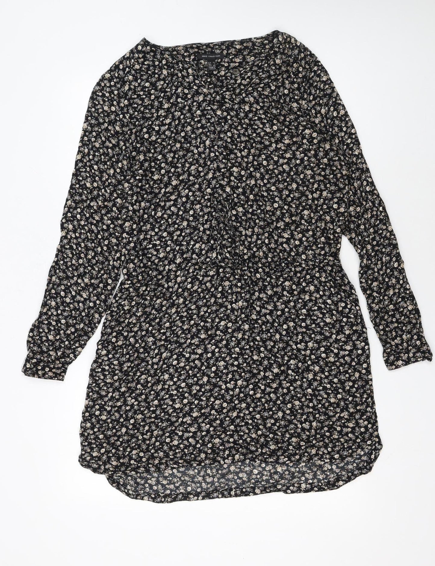 MNG Collection Women’s Black Floral Viscose Shift Dress Size 16