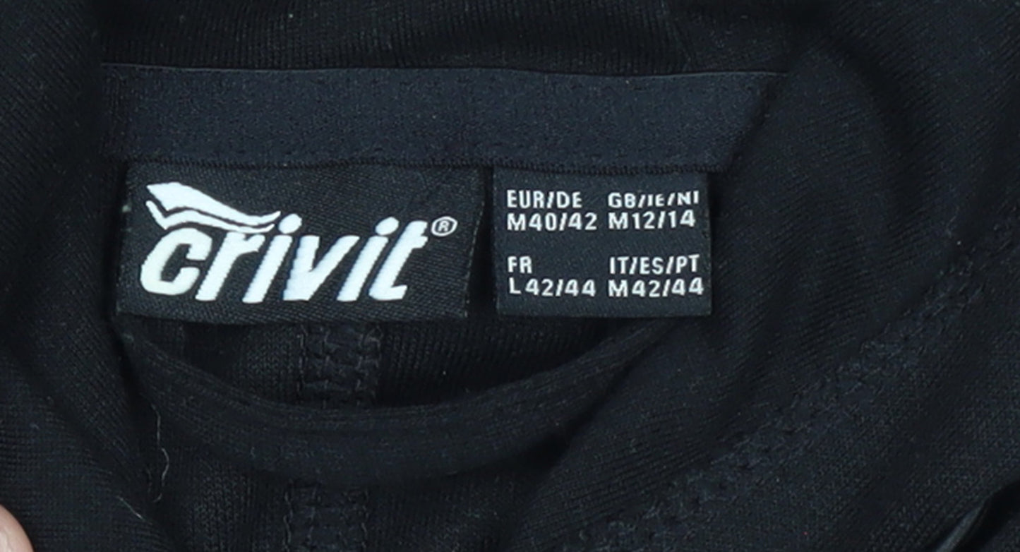 Crivit Women's Black Full Zip Hoodie Size 12/14 Polyester Cotton Blend