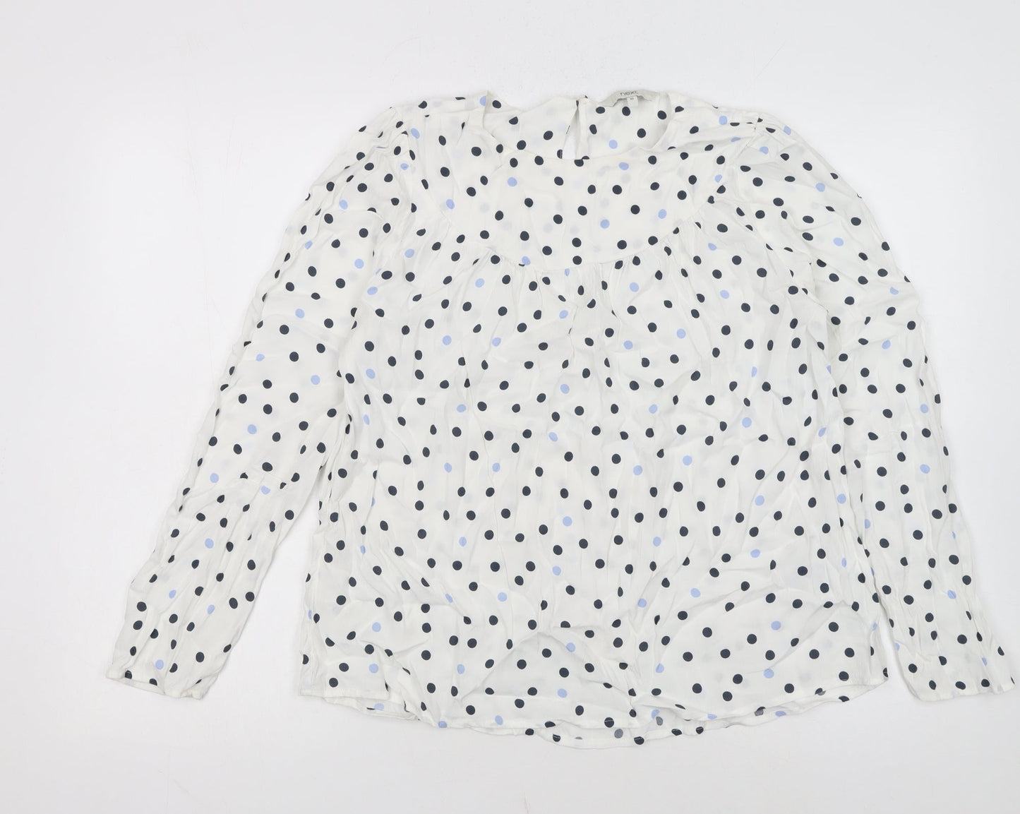 Next Womens White Polka Dot Long Sleeve Viscose Tunic Blouse Size 10
