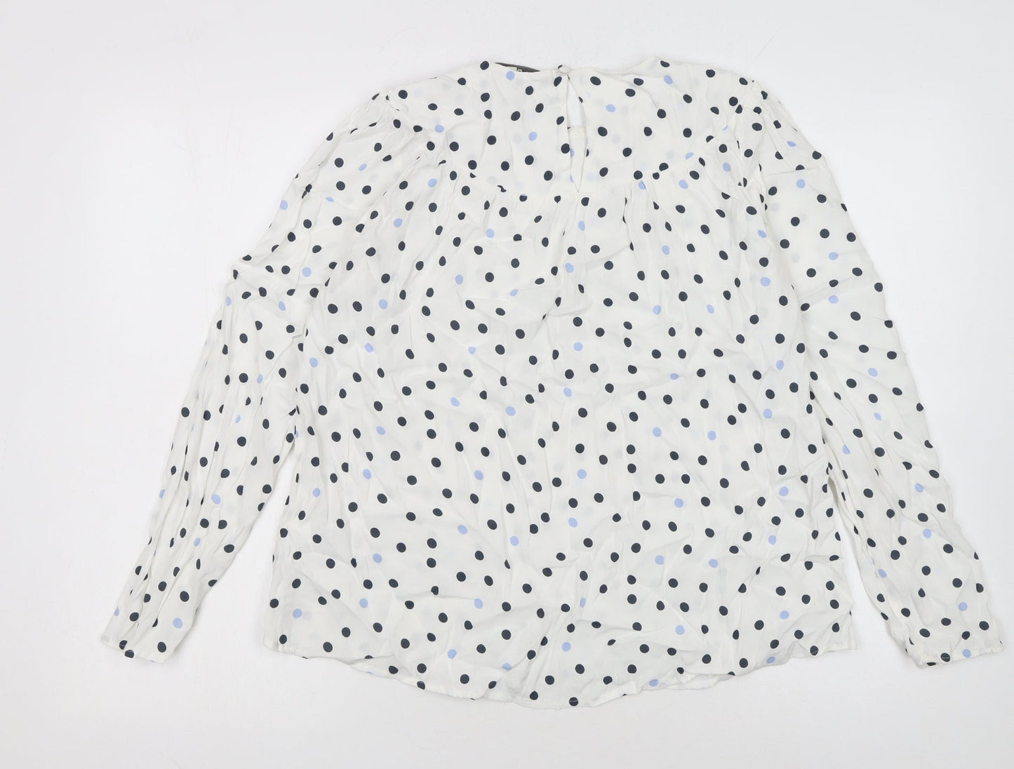 Next Womens White Polka Dot Long Sleeve Viscose Tunic Blouse Size 10