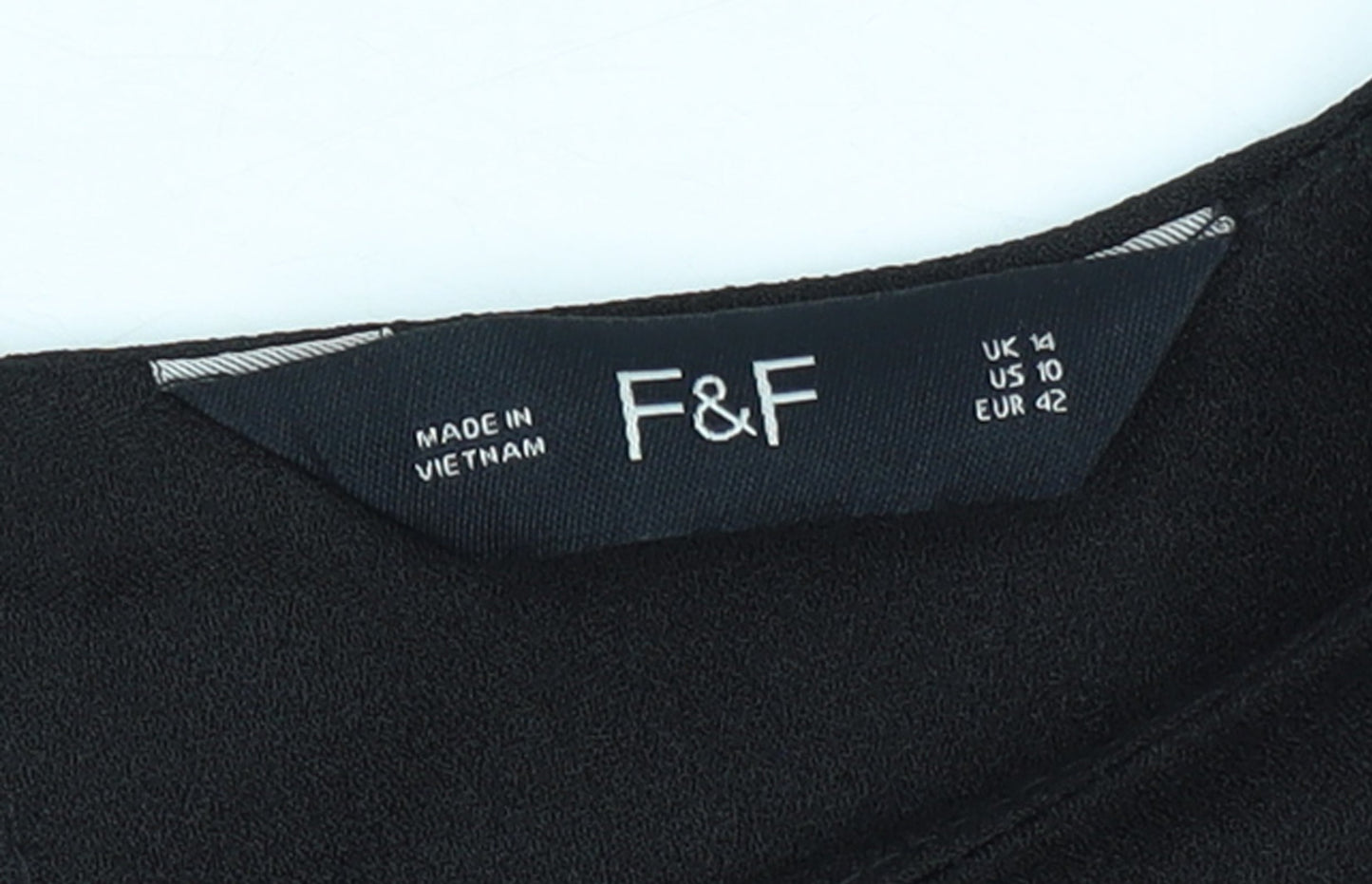 F&F Women’s Black Shift Dress Size 14 3/4 Bell Sleeve Classic Workwear
