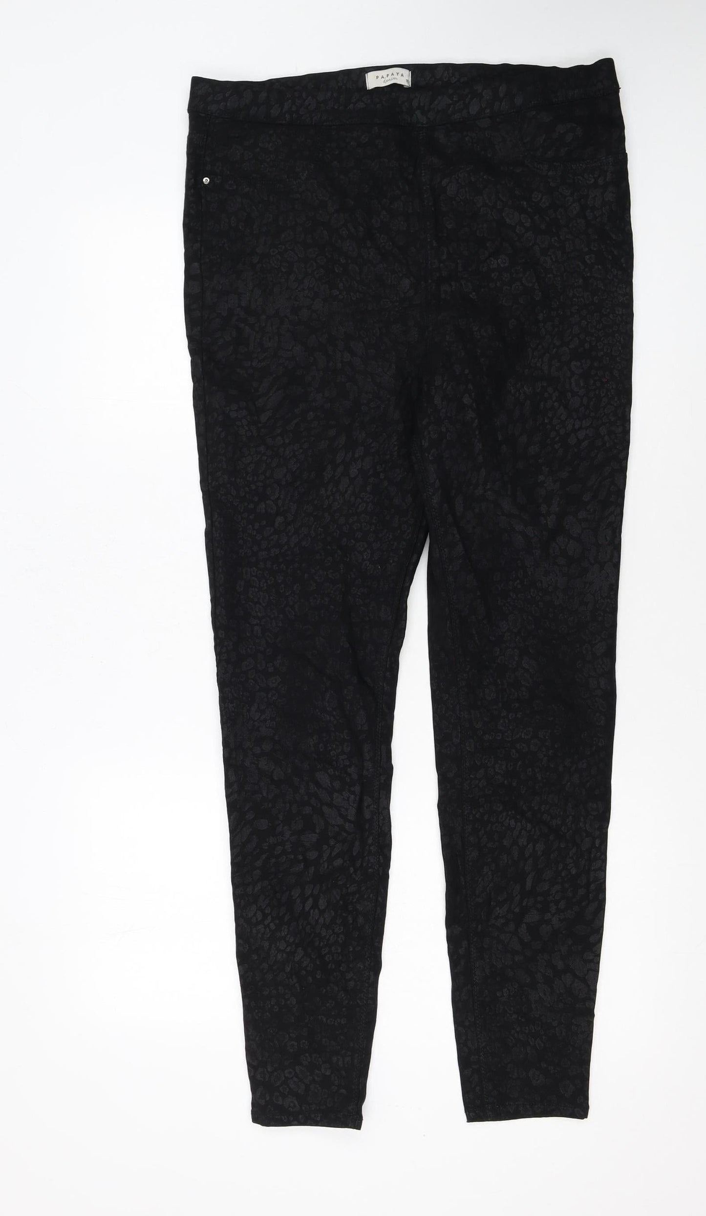 Papaya Women’s Black Animal Print Stretch Jeggings Size 16