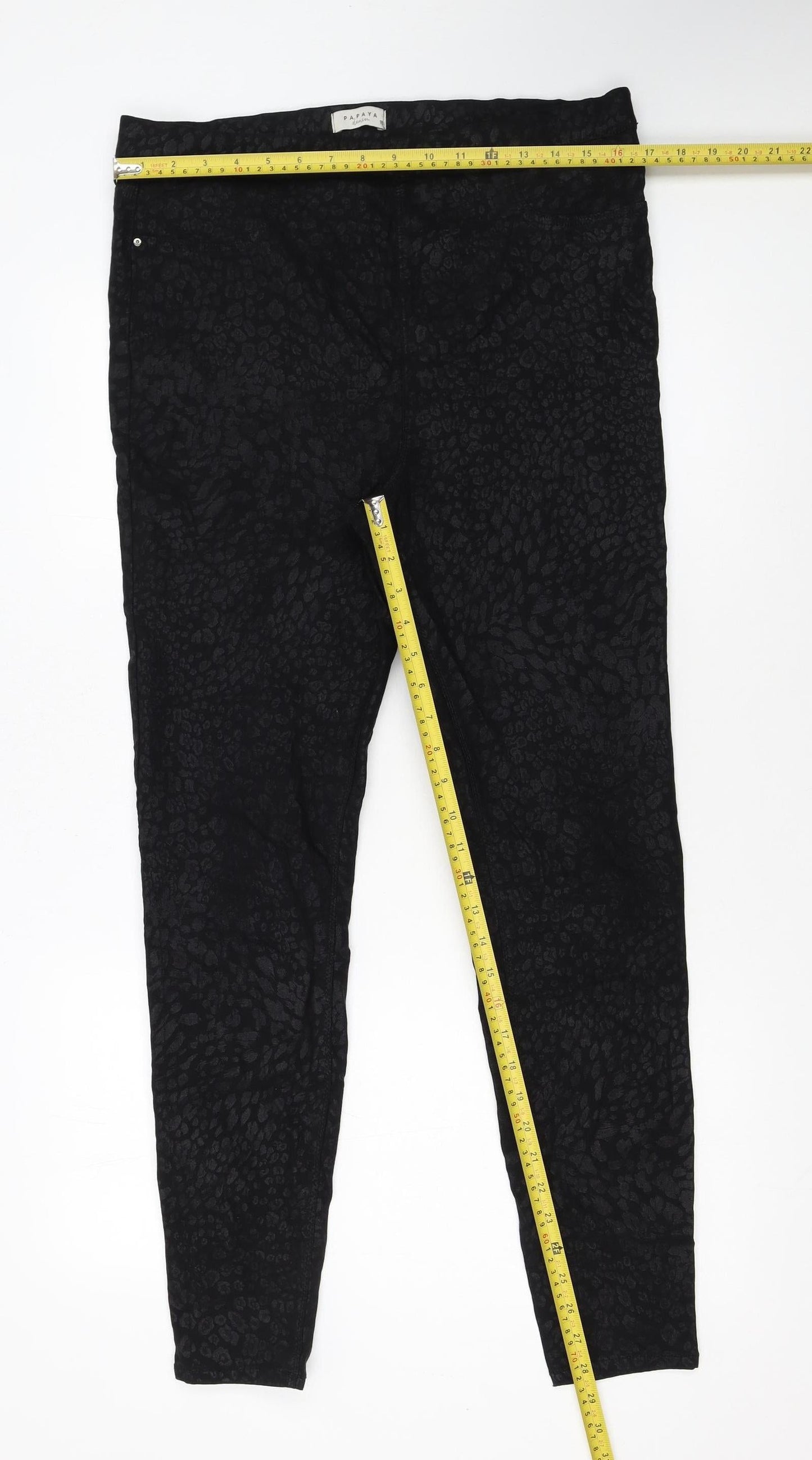 Papaya Women’s Black Animal Print Stretch Jeggings Size 16