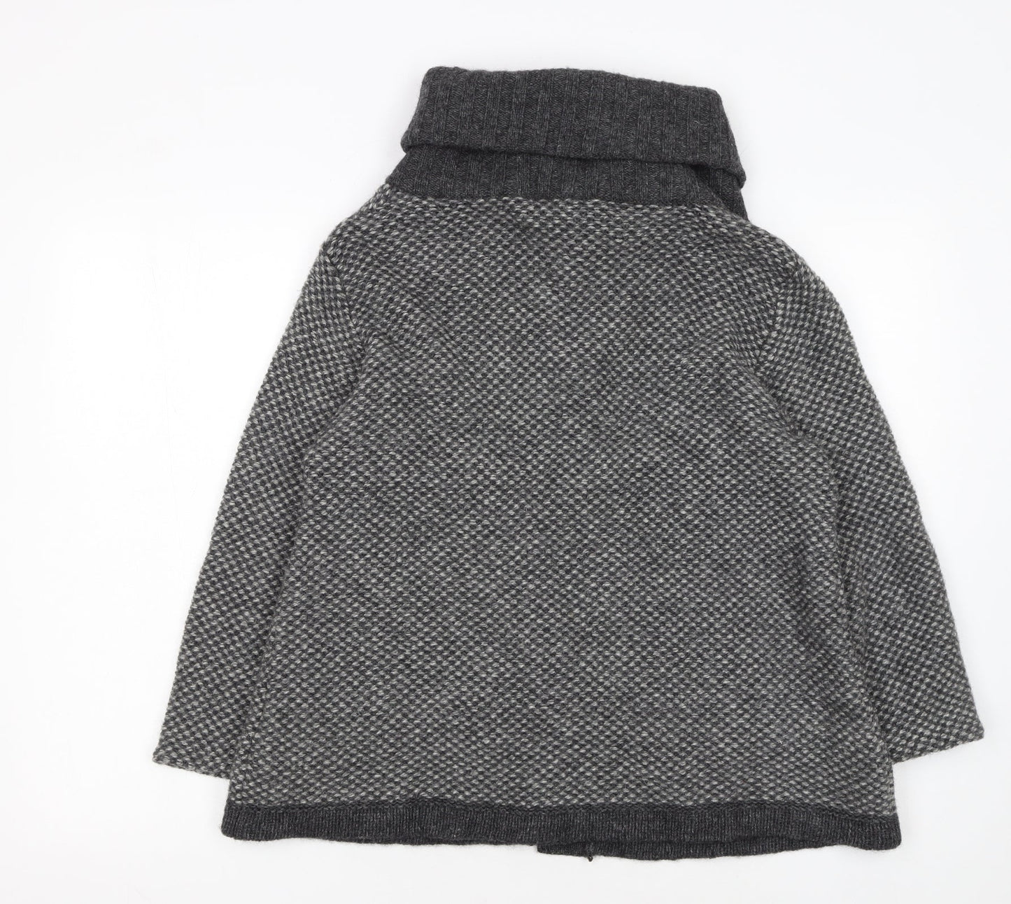 Marks and Spencer Women's Grey Wool Blend Roll Neck Button Cardigan UK 16