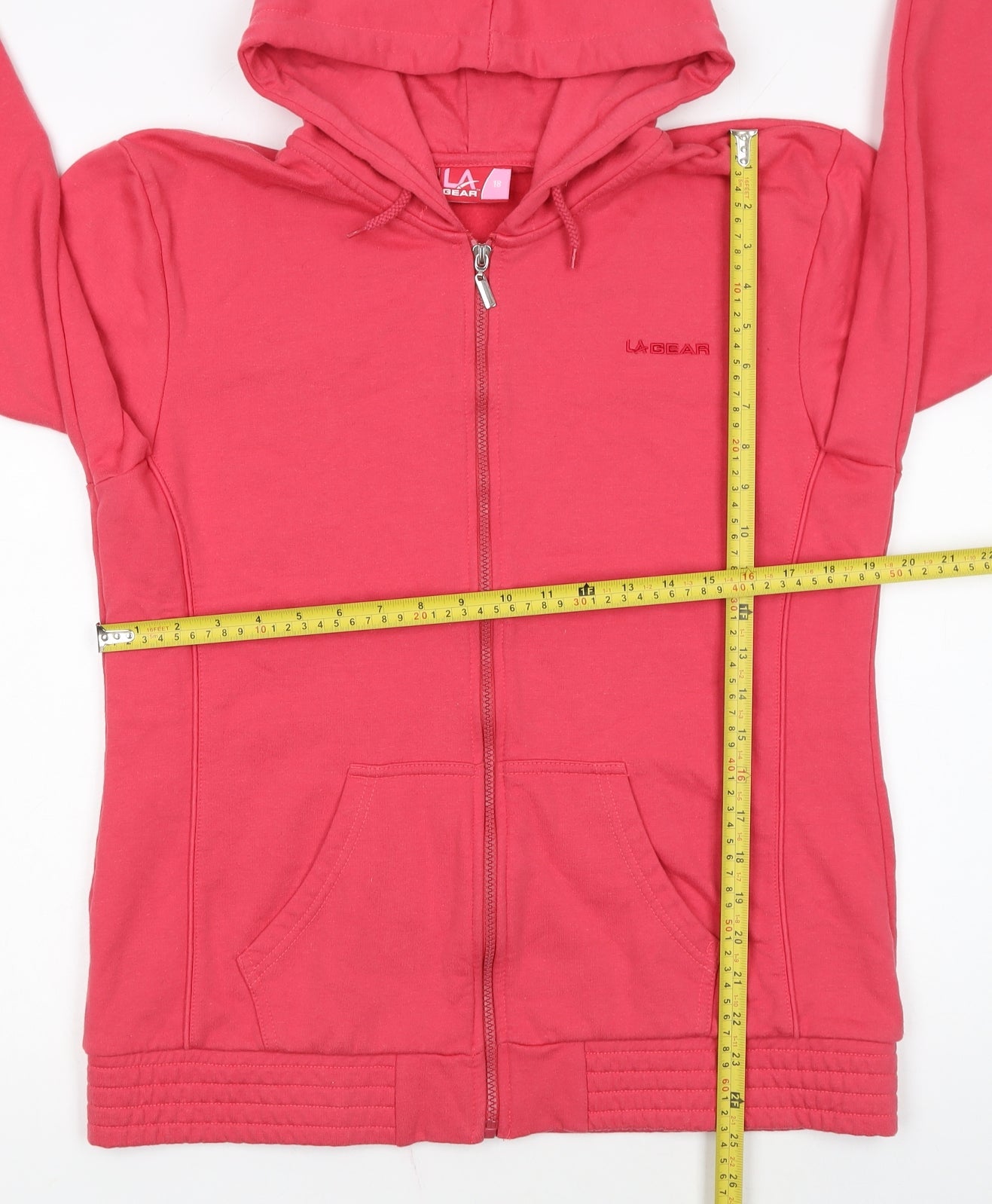 LA Gear Womens Pink Full Zip Hoodie Size 18 Classic Fit