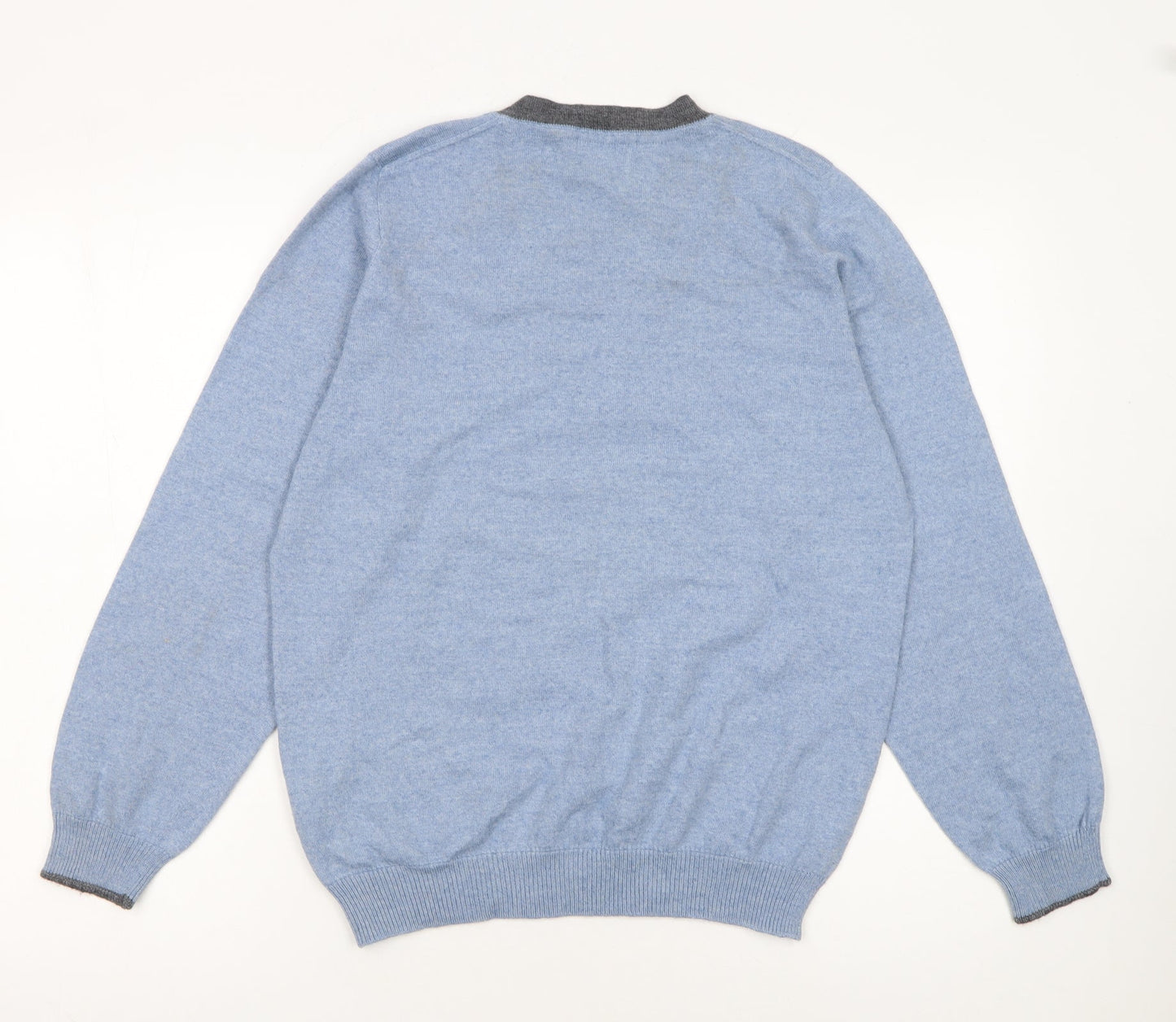 Marks and Spencer Men’s Blue V-Neck Wool Blend Jumper Medium