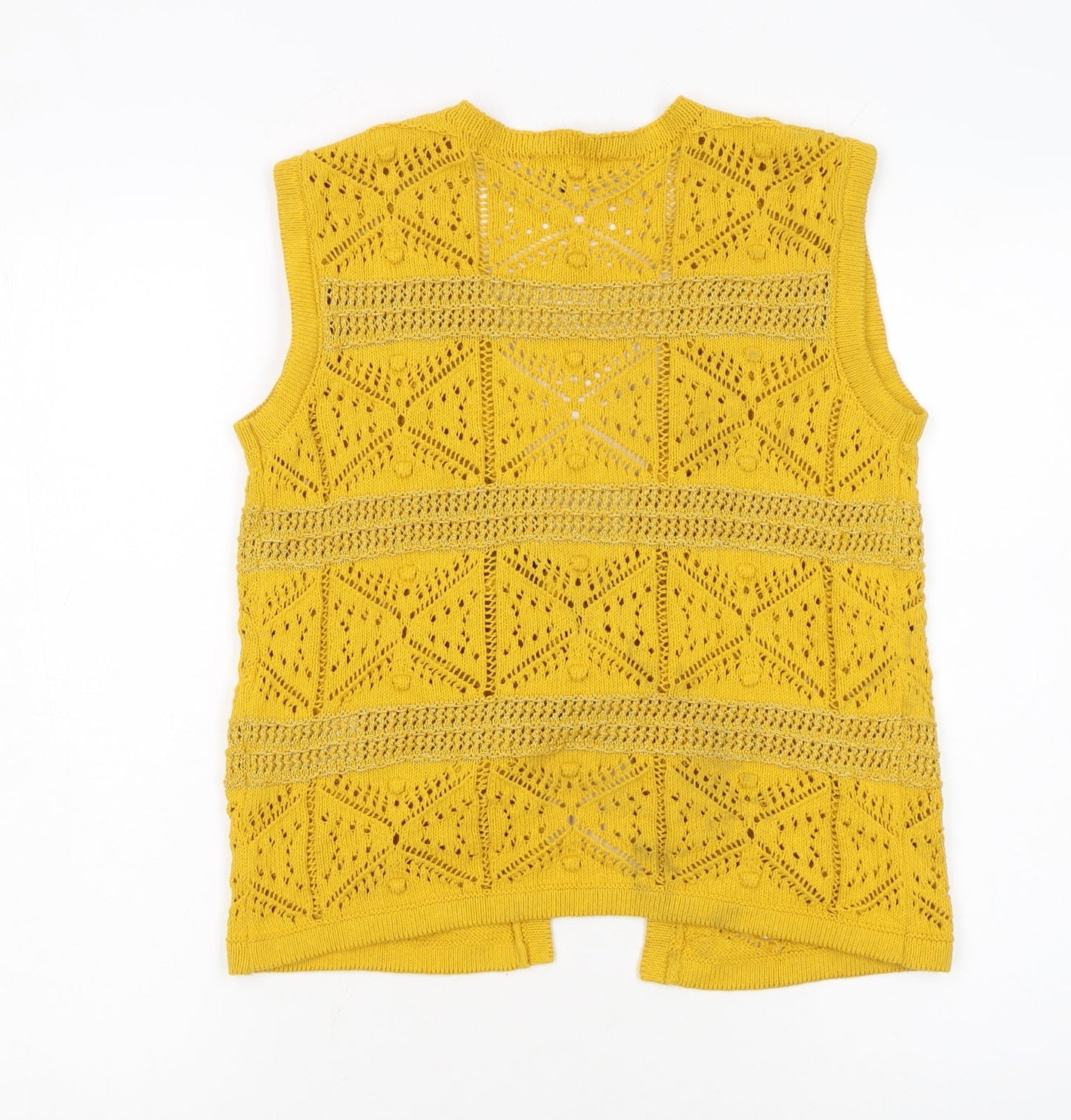 Marks and Spencer Women’s Yellow Open Knit Crochet Tasselled Vest XS