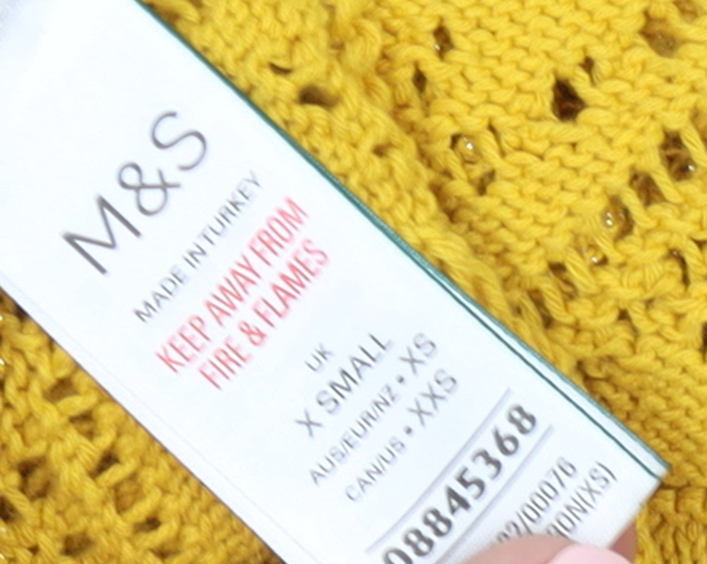 Marks and Spencer Women’s Yellow Open Knit Crochet Tasselled Vest XS