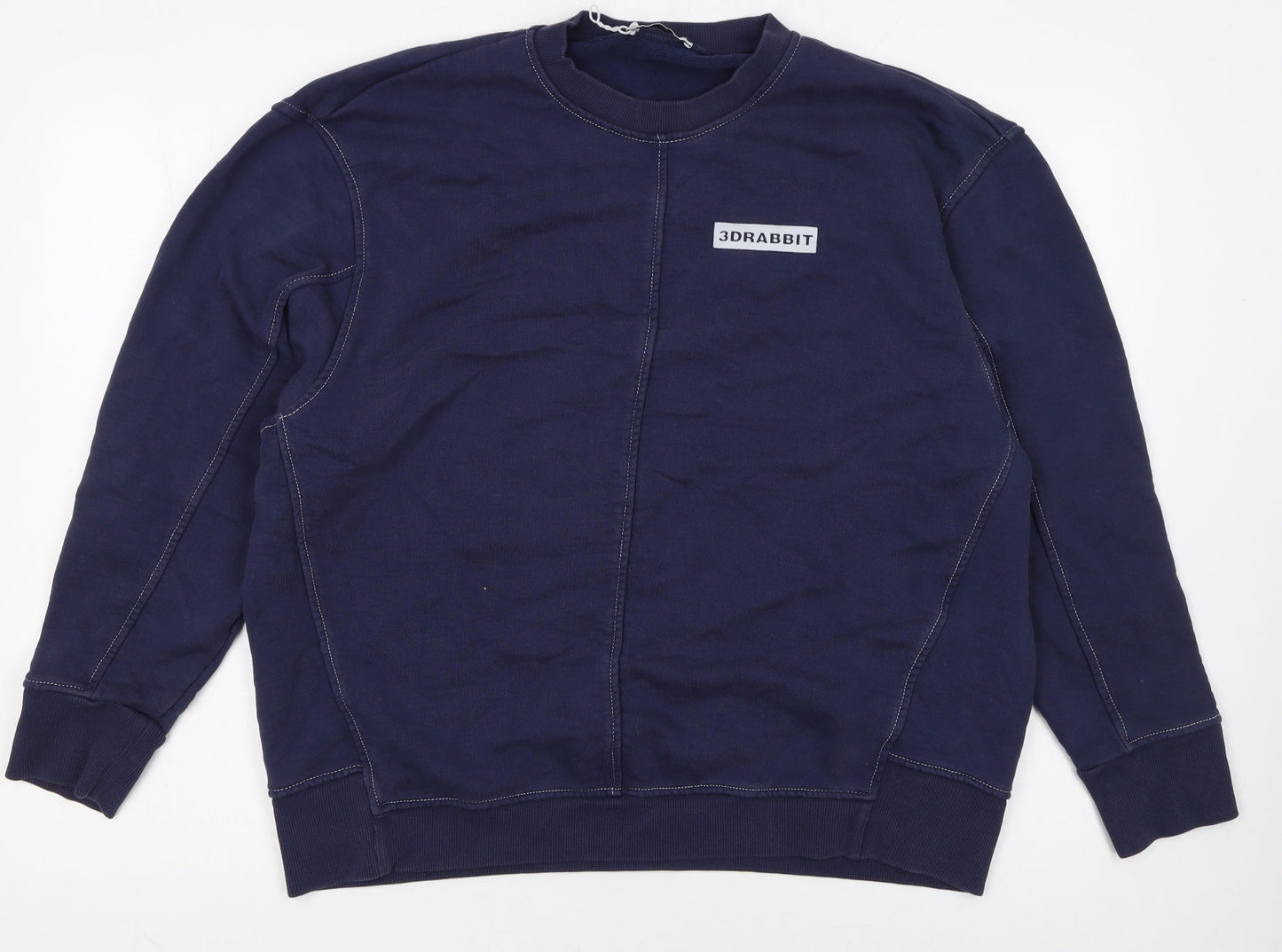 Zara Women Navy Blue 3D Rabbit Embroidered Pullover Sweatshirt M