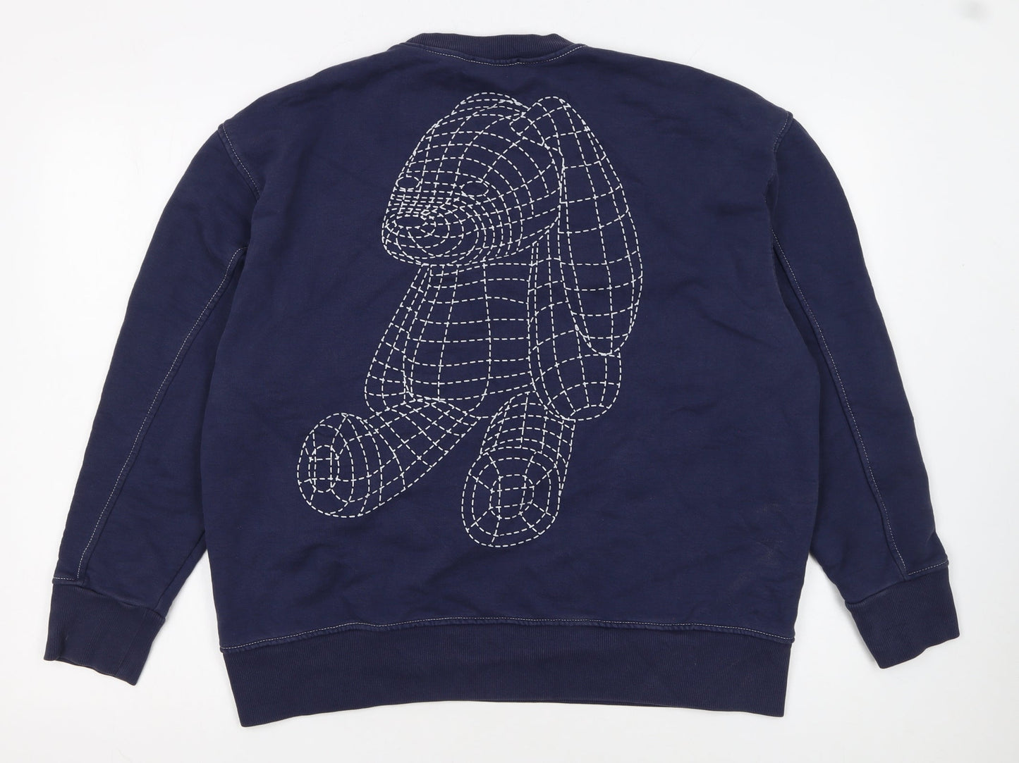 Zara Women Navy Blue 3D Rabbit Embroidered Pullover Sweatshirt M