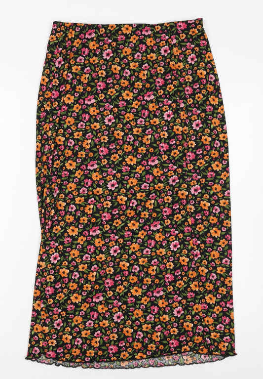H&M Divided Women's Multicoloured Floral Midi Pencil Skirt Size S