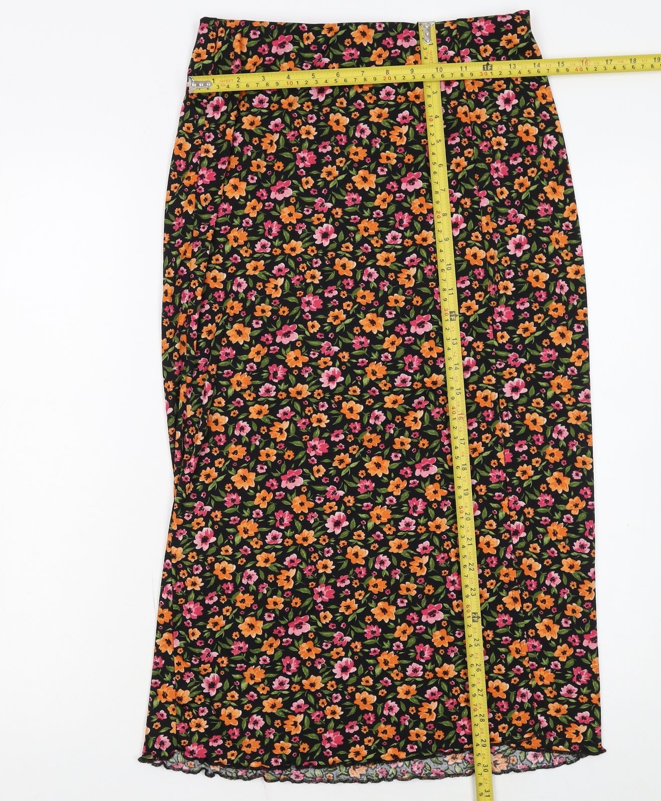 H&M Divided Women's Multicoloured Floral Midi Pencil Skirt Size S