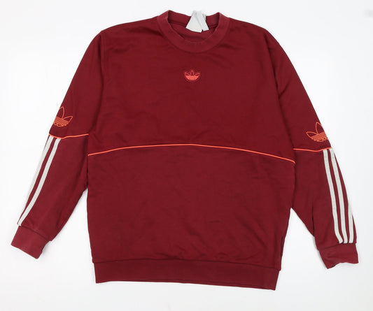 Adidas Men's Red Pullover Sweatshirt M Regular Fit Crew Neck