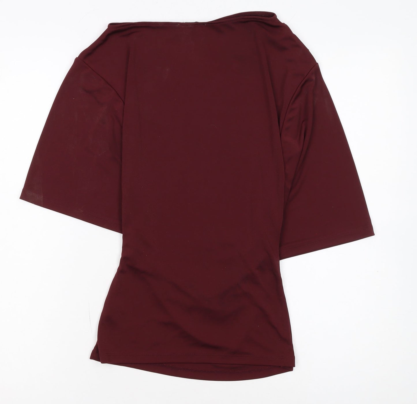 Topshop Women Red Boat Neck Short Sleeve Jersey Blouse UK 8