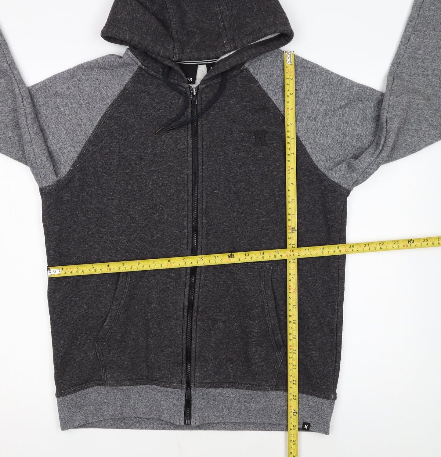 Hurley Men's Grey Full Zip Hoodie Size S Fleece Lined Sweatshirt
