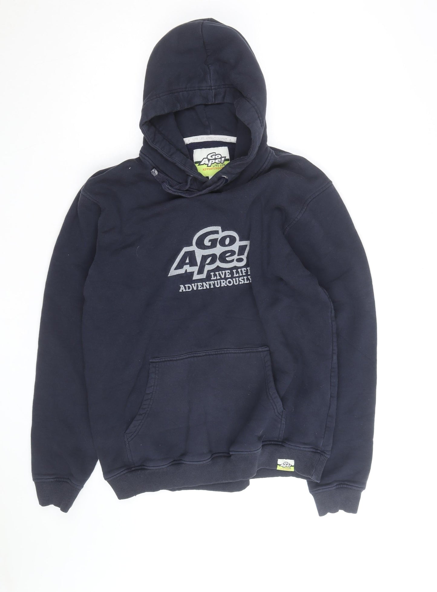 Go Ape Men’s Blue Pullover Hoodie Large Graphic Logo Adventure