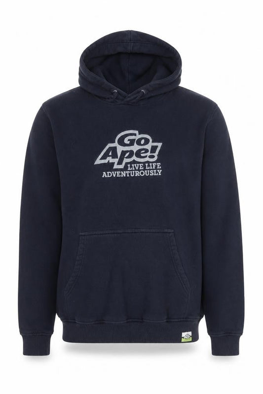 Go Ape Men’s Blue Pullover Hoodie Large Graphic Logo Adventure