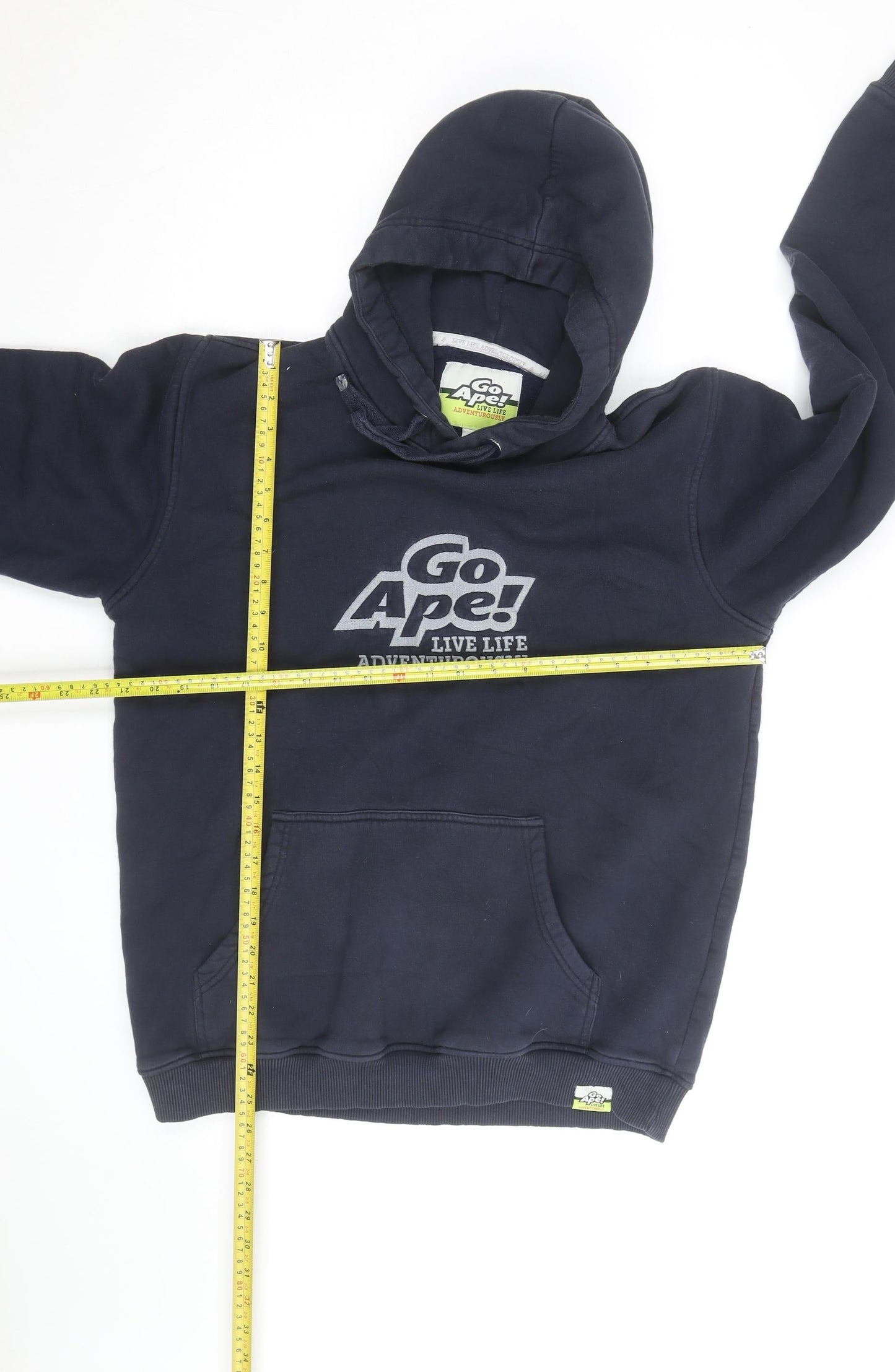 Go Ape Men’s Blue Pullover Hoodie Large Graphic Logo Adventure