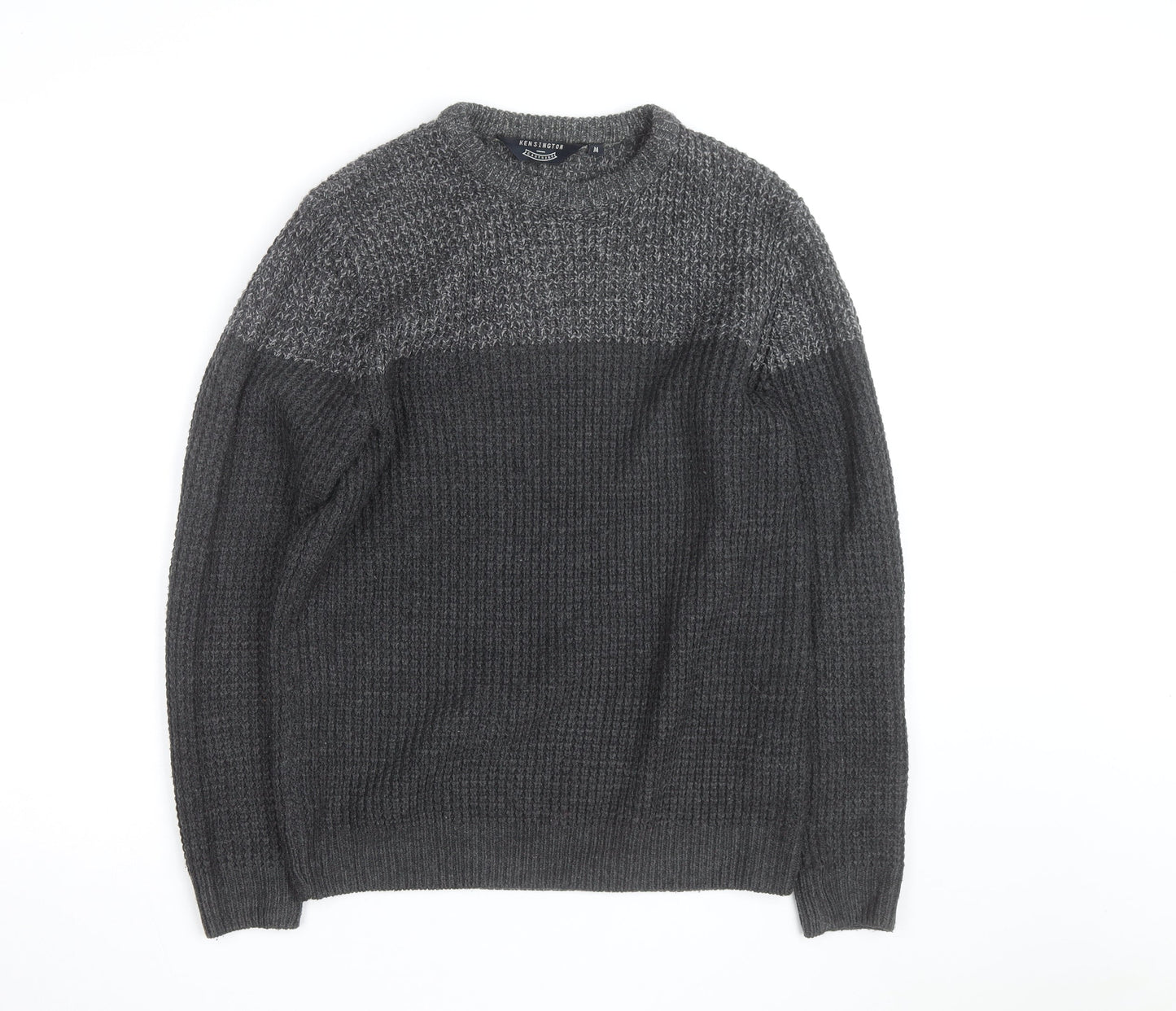 Kensington Eastside Men's Grey Chunky Knit Crew Neck Pullover Jumper M
