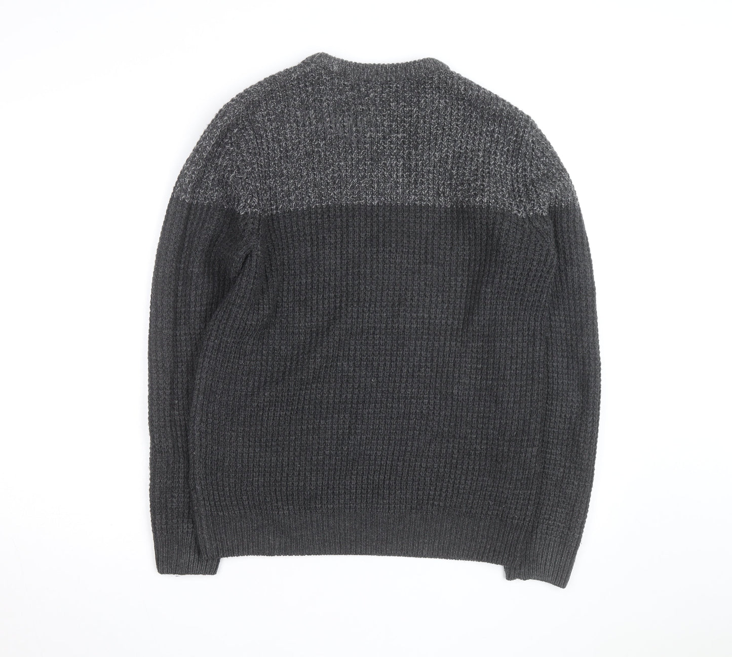 Kensington Eastside Men's Grey Chunky Knit Crew Neck Pullover Jumper M