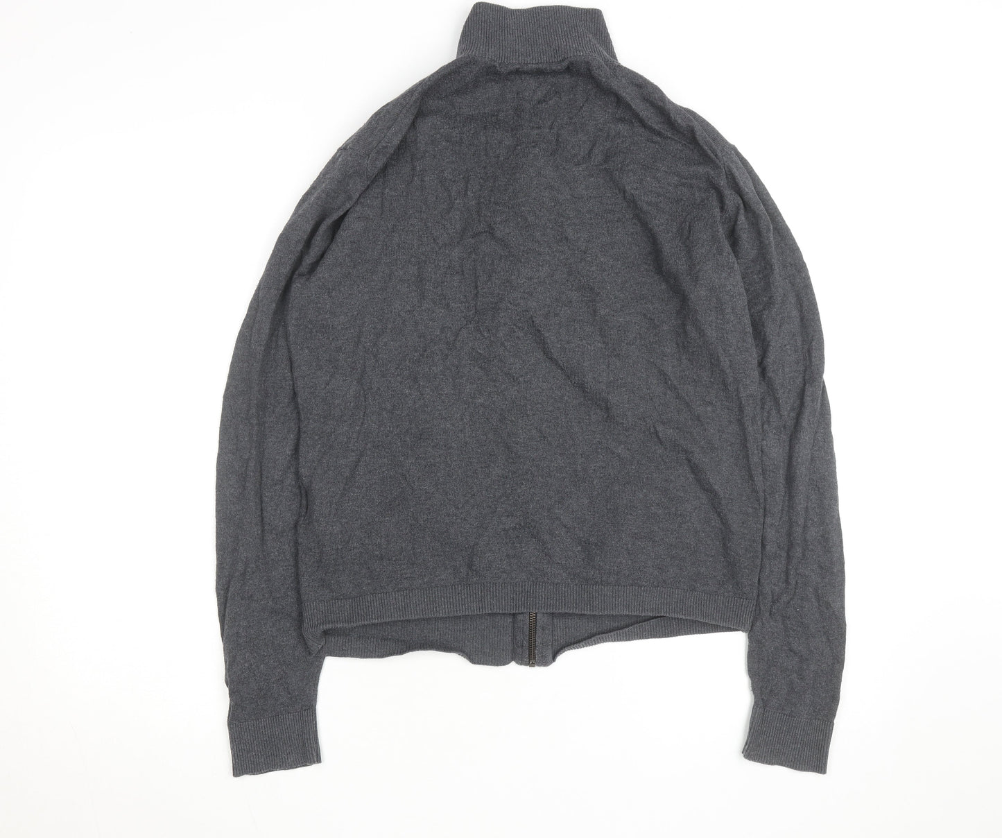 Jack & Jones Men’s Grey Full Zip High Neck Cotton Jumper Medium