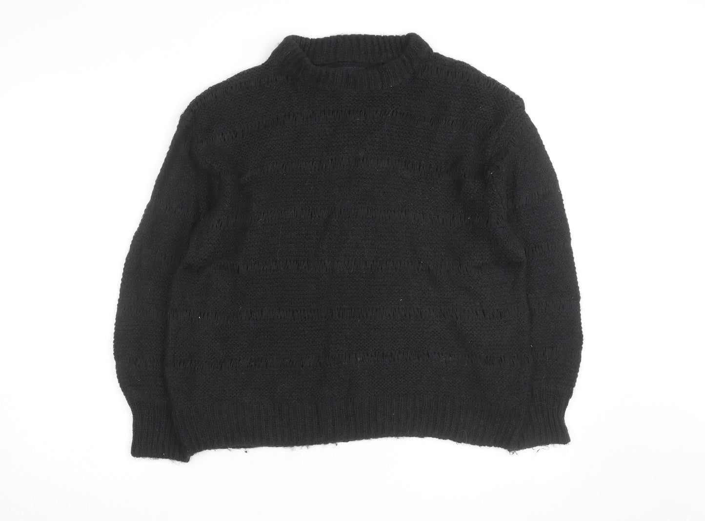 ASOS DESIGN Mens Black Chunky Knit Crew Neck Pullover Jumper Size M