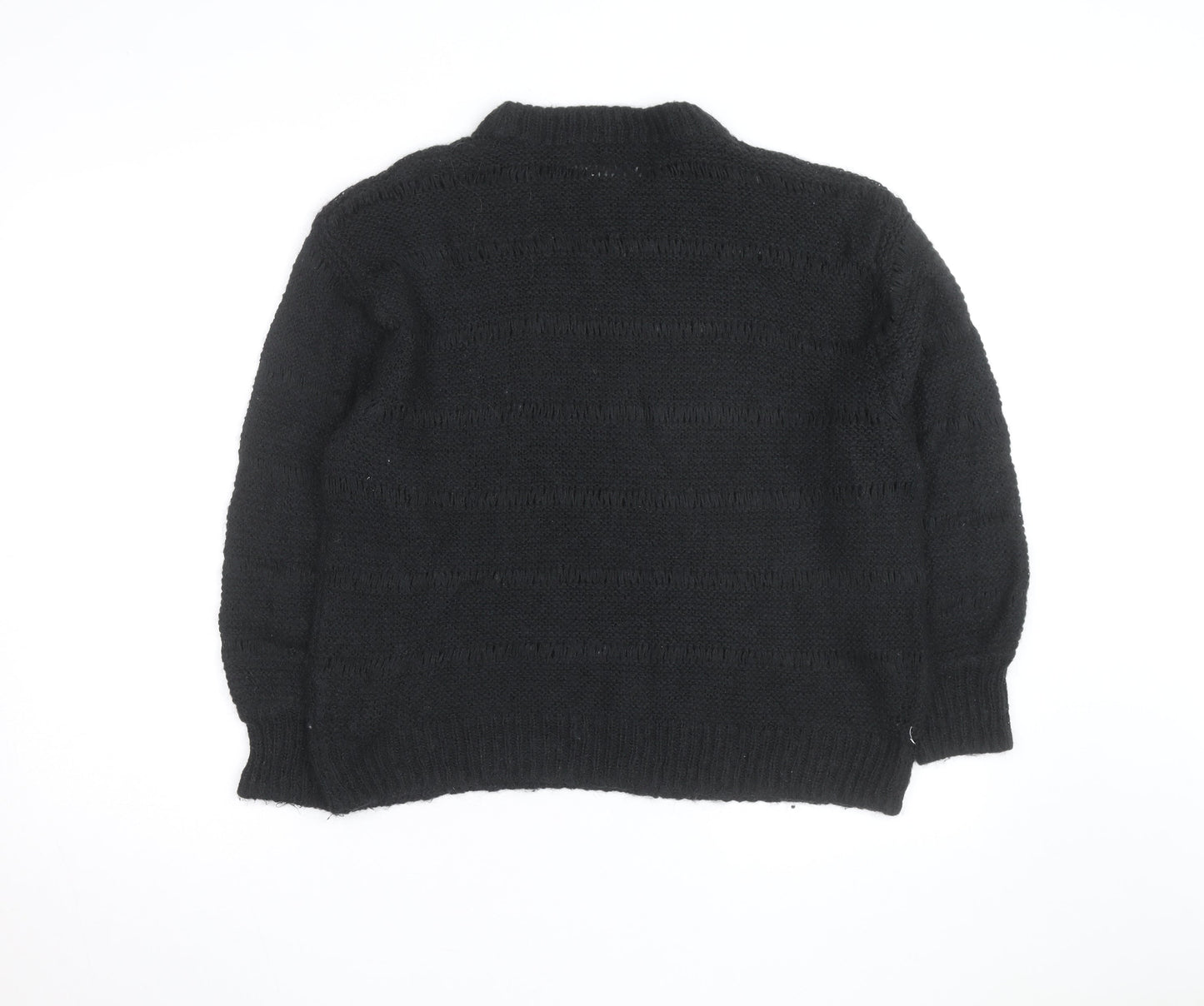 ASOS DESIGN Mens Black Chunky Knit Crew Neck Pullover Jumper Size M
