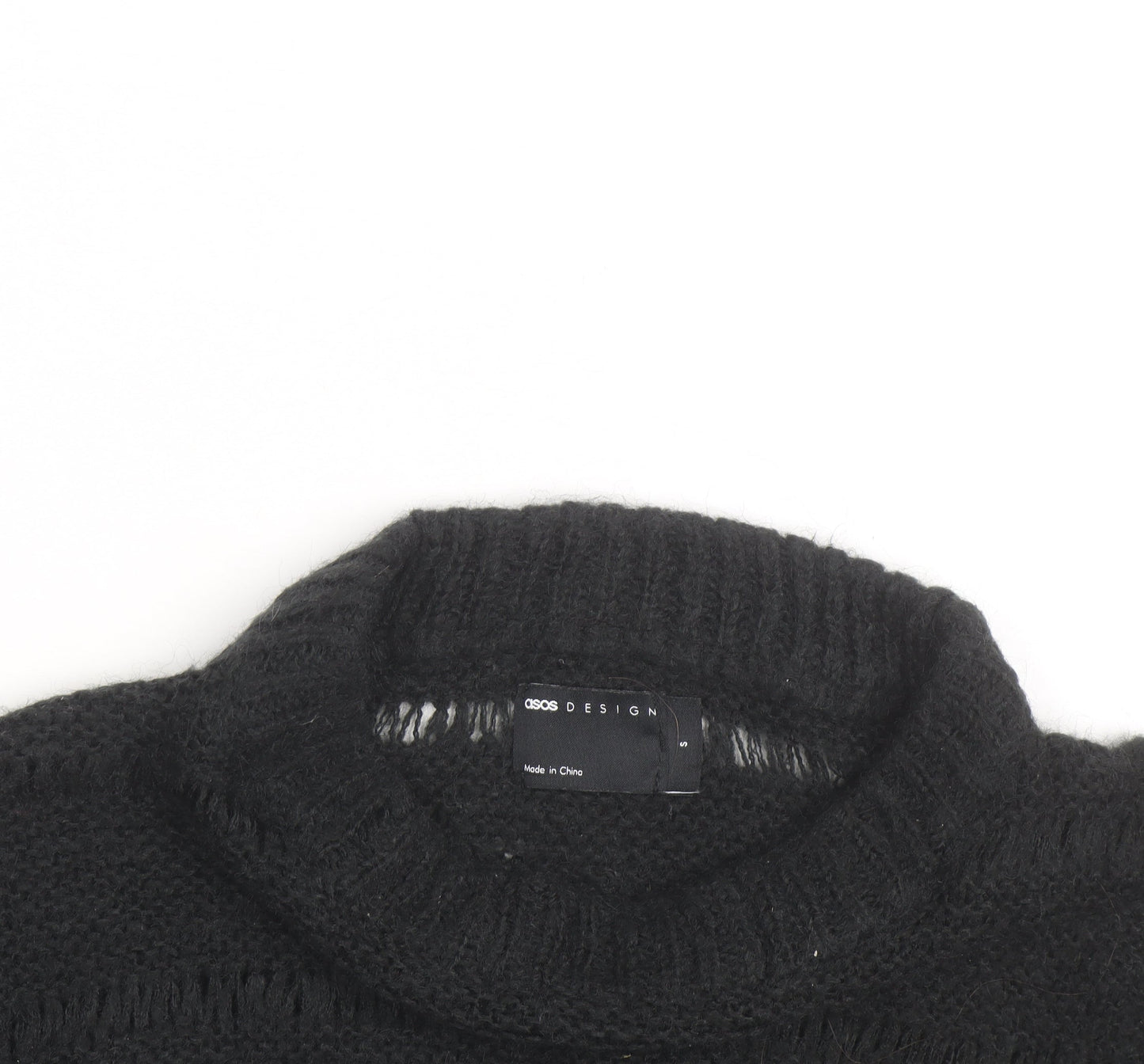ASOS DESIGN Mens Black Chunky Knit Crew Neck Pullover Jumper Size M