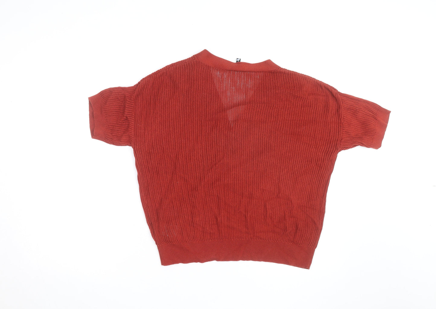 Phase Eight Women Red Knit Wrap Cardigan M V-Neck Short Sleeve