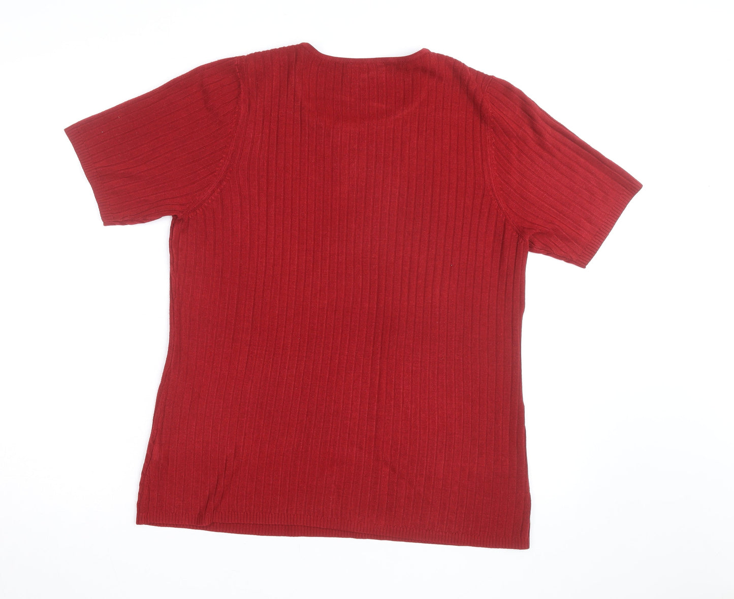 BHS Women’s Red Cable Knit Short Sleeve Pullover Jumper Size 18
