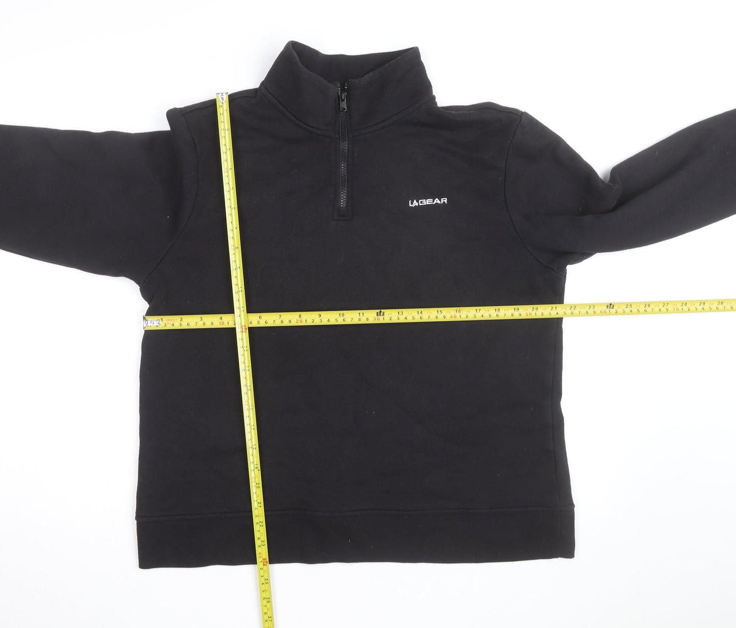 LA Gear Teen Black 1/4 Zip Fleece Sweatshirt UK 16 Regular Fit