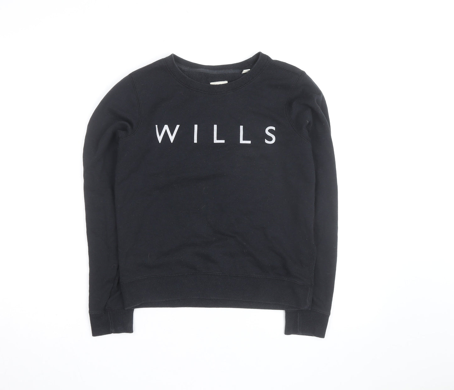 Jack Wills Womens Black Cotton Crew Neck Long Sleeve Sweatshirt Size 4