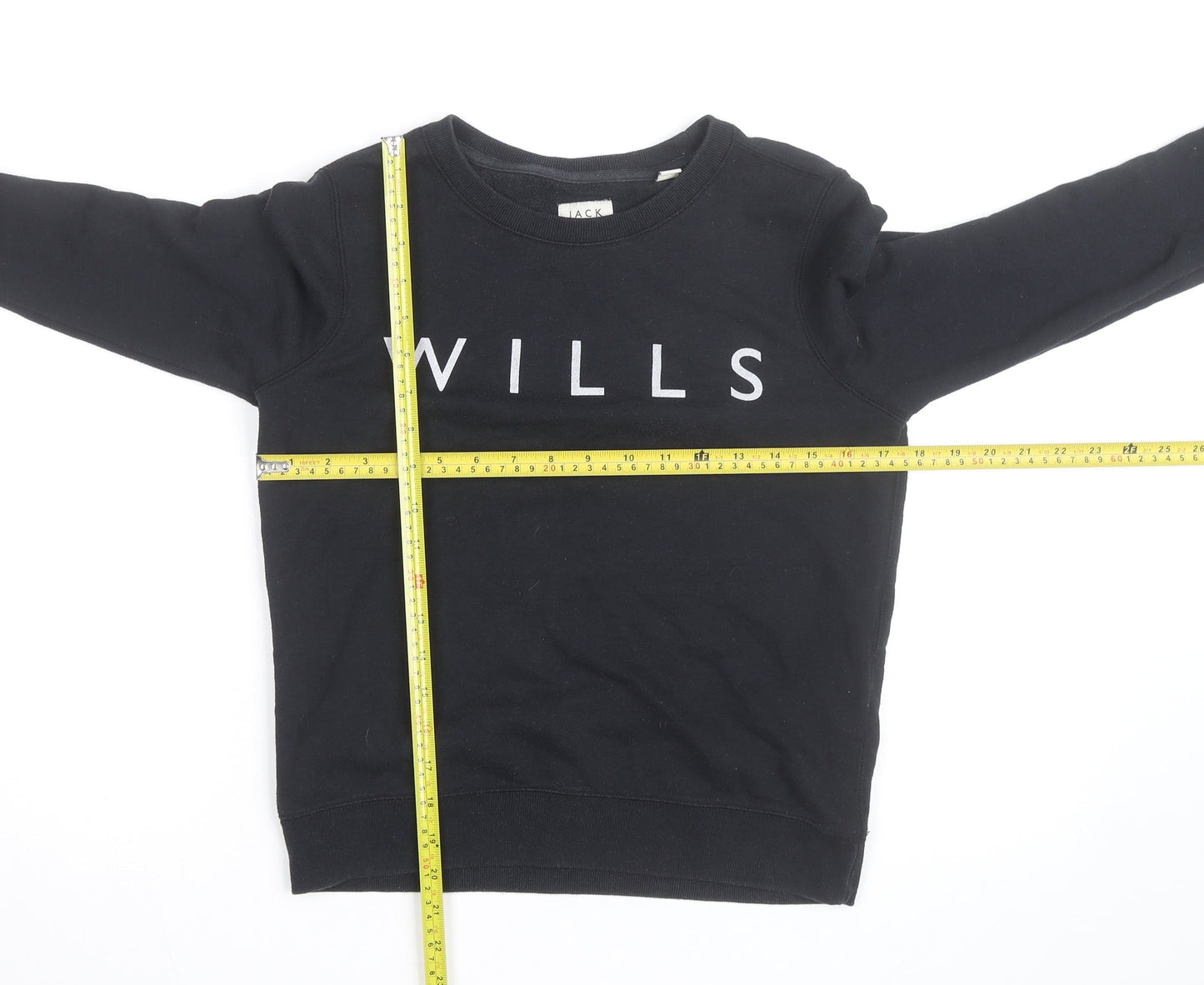 Jack Wills Womens Black Cotton Crew Neck Long Sleeve Sweatshirt Size 4