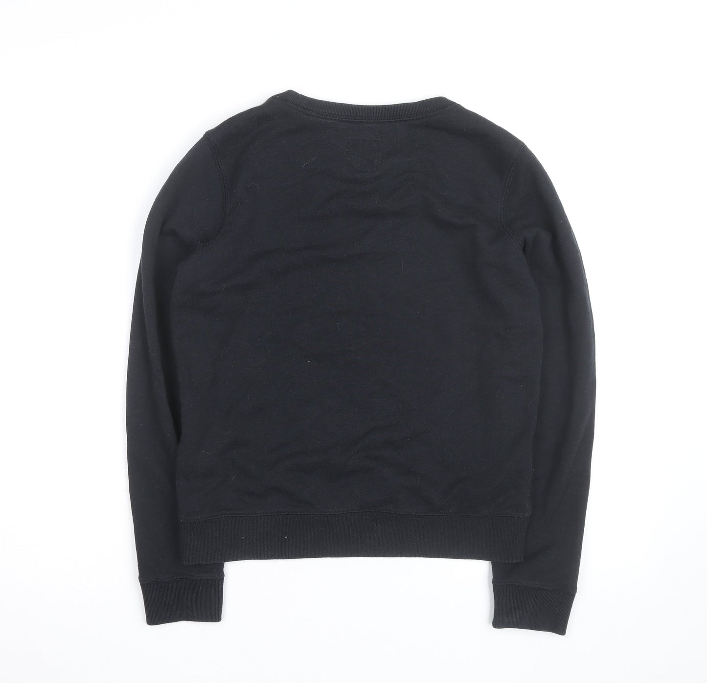 Jack Wills Womens Black Cotton Crew Neck Long Sleeve Sweatshirt Size 4
