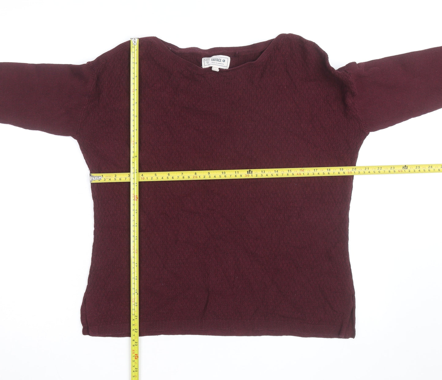FatFace Womens Red Cotton Blend Crew Neck Jumper Size 12