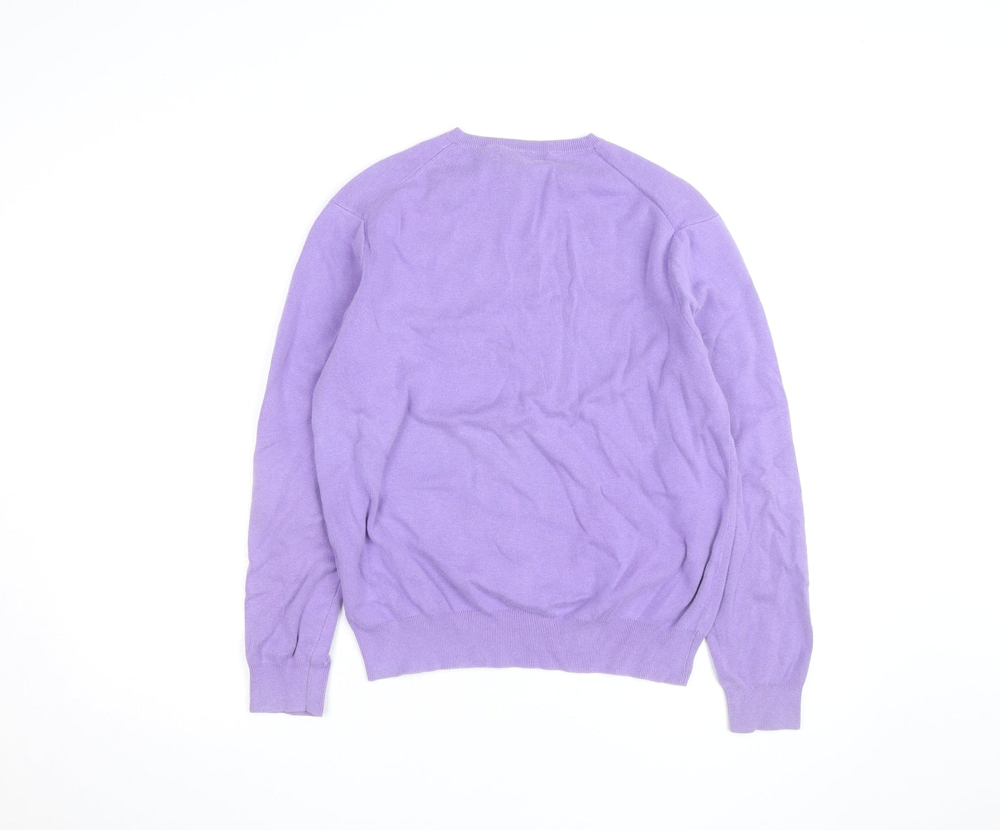 Polo Ralph Lauren Men's Purple Cotton V-Neck Jumper M