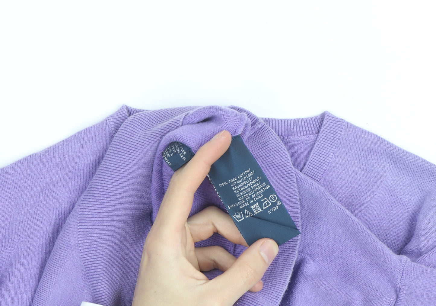 Polo Ralph Lauren Men's Purple Cotton V-Neck Jumper M