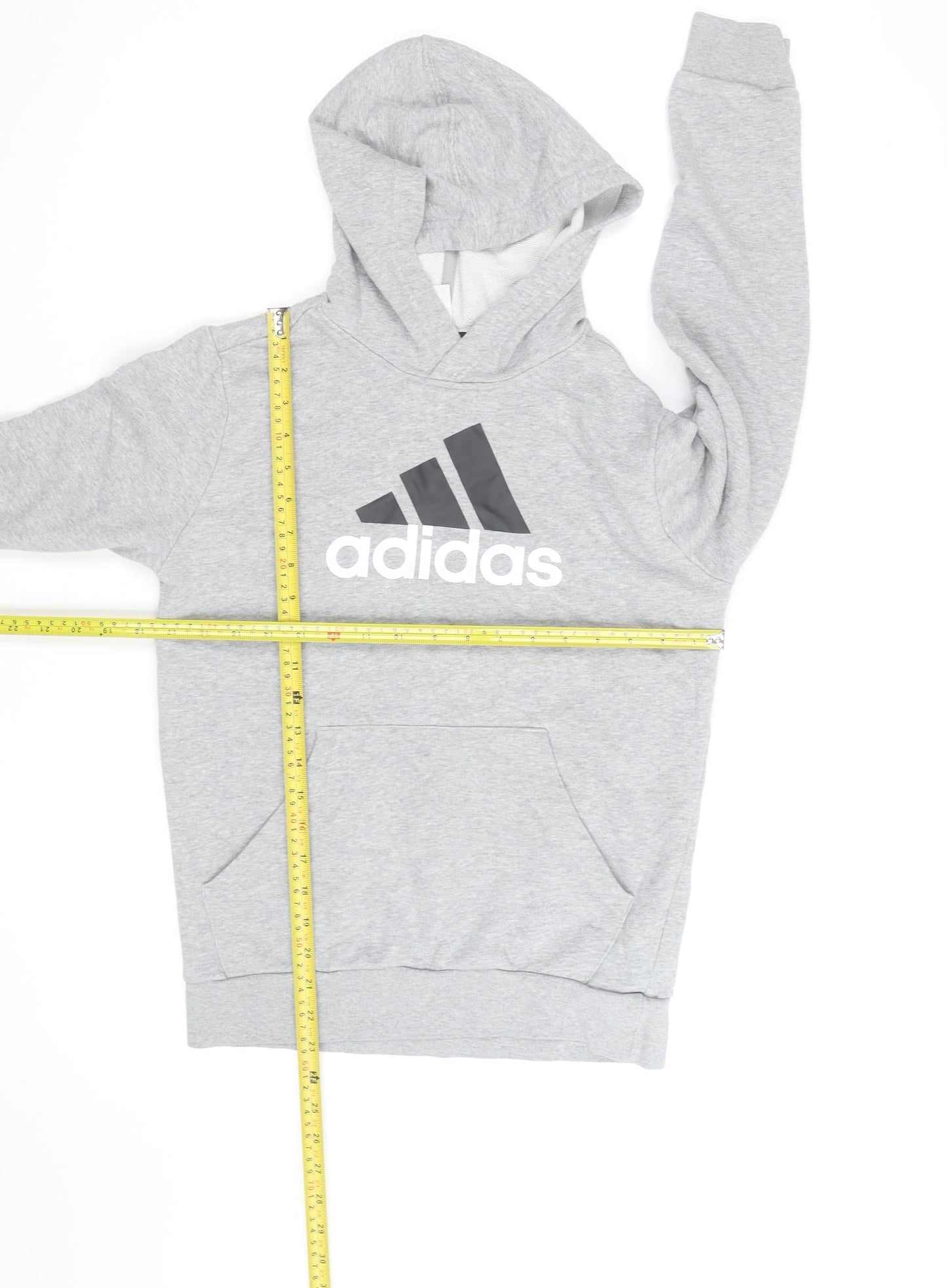 Adidas Boys Grey Pullover Hoodie Long Sleeve Casual Sweatshirt Size 11-12 Years