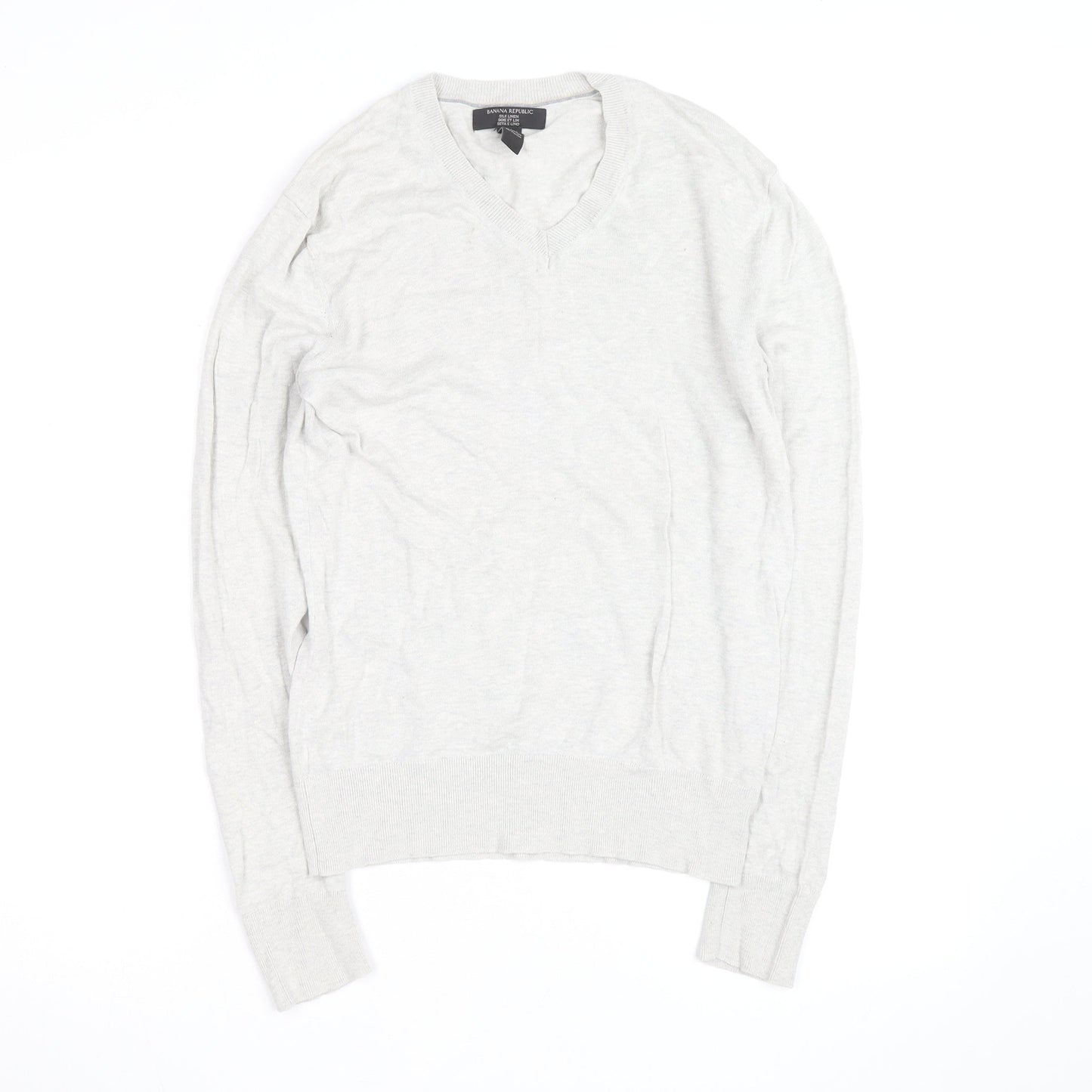 Banana Republic Men’s Beige Silk Linen V-Neck Jumper XS