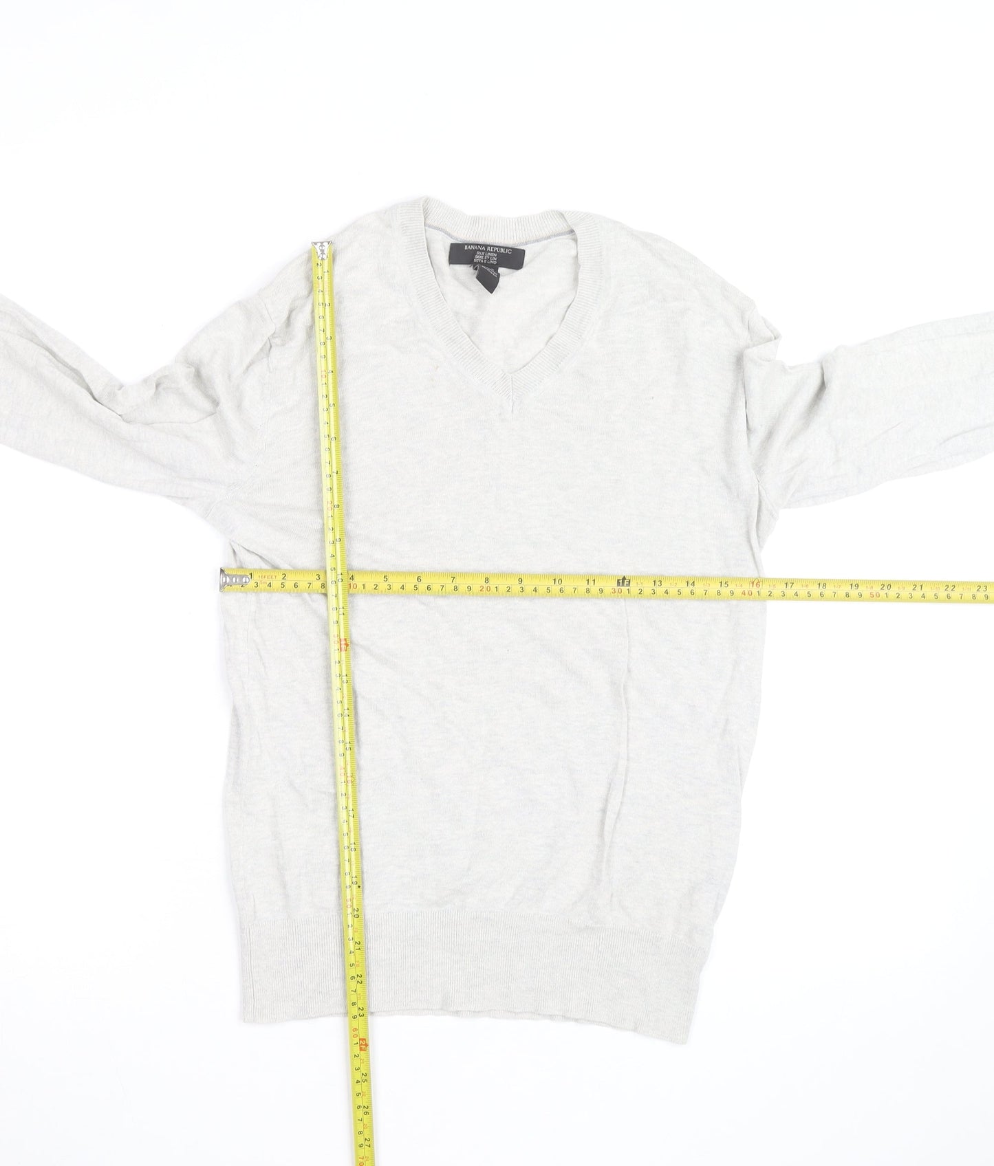 Banana Republic Men’s Beige Silk Linen V-Neck Jumper XS