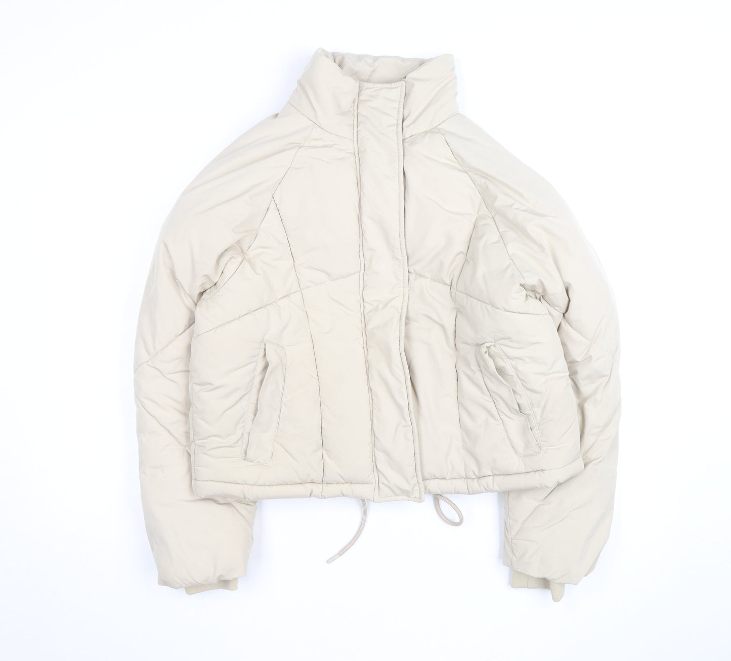 Topshop Women’s Beige Size 8 Puffer Jacket Winter Zip Quilted