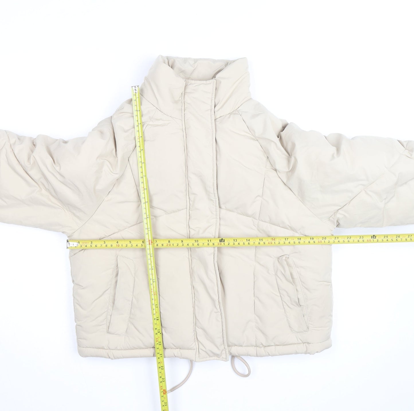 Topshop Women’s Beige Size 8 Puffer Jacket Winter Zip Quilted