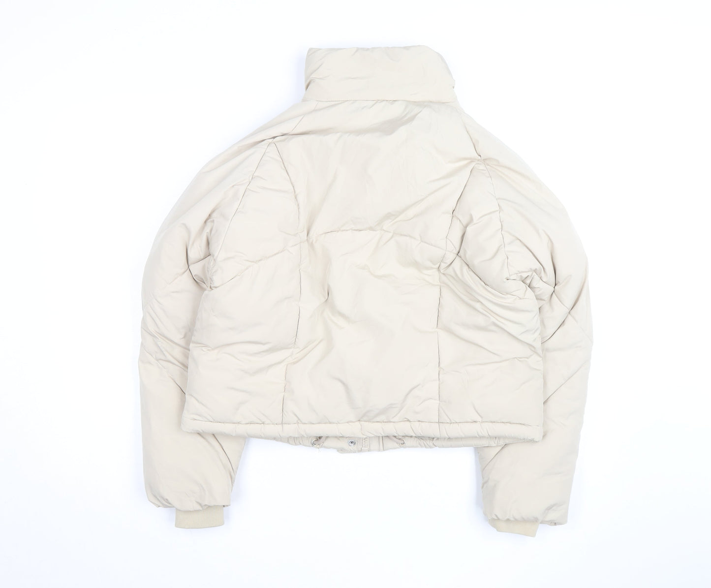 Topshop Women’s Beige Size 8 Puffer Jacket Winter Zip Quilted